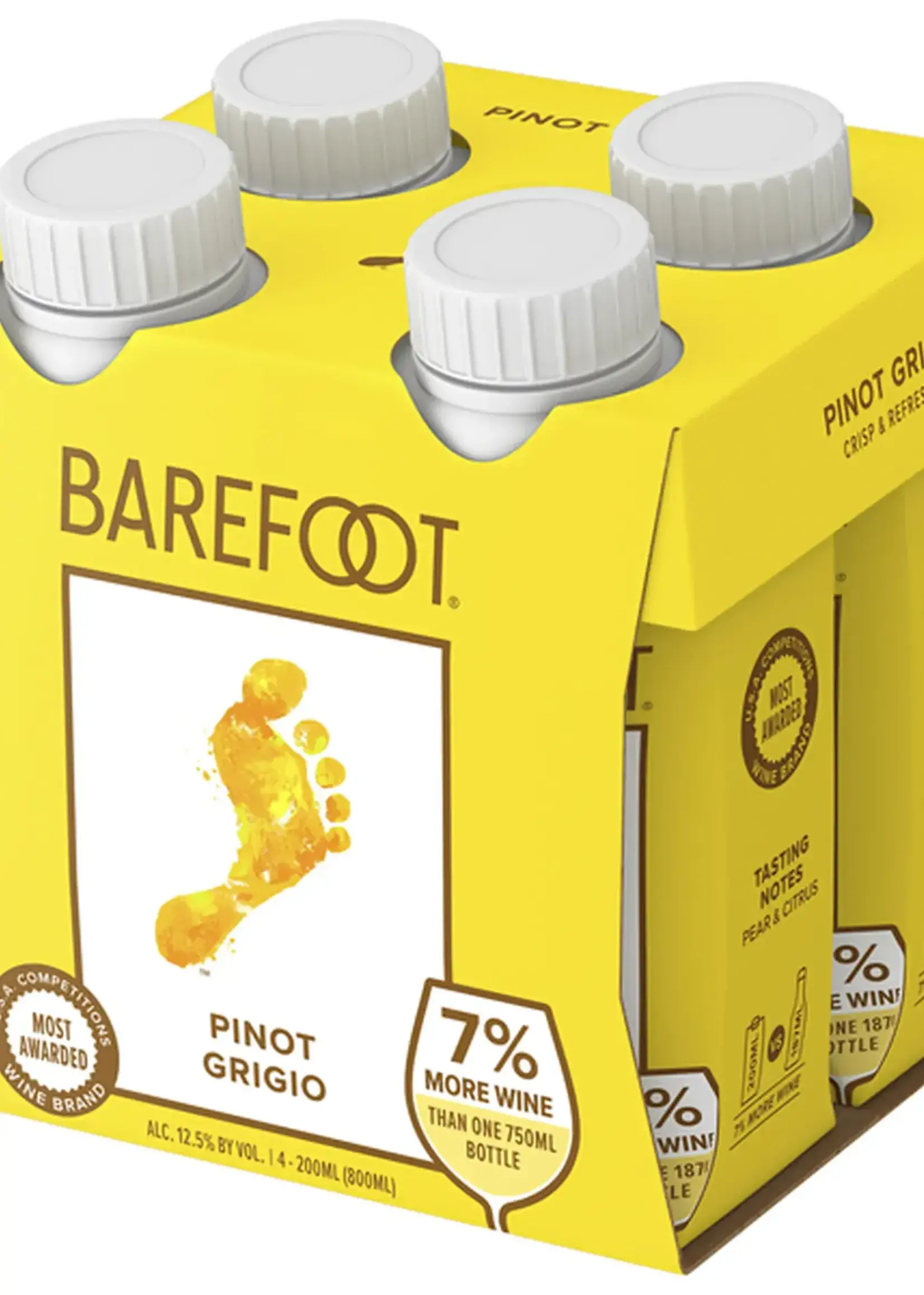 Barefoot Barefoot Mini Tetra Pinot Grigio 200ml 4 Pack