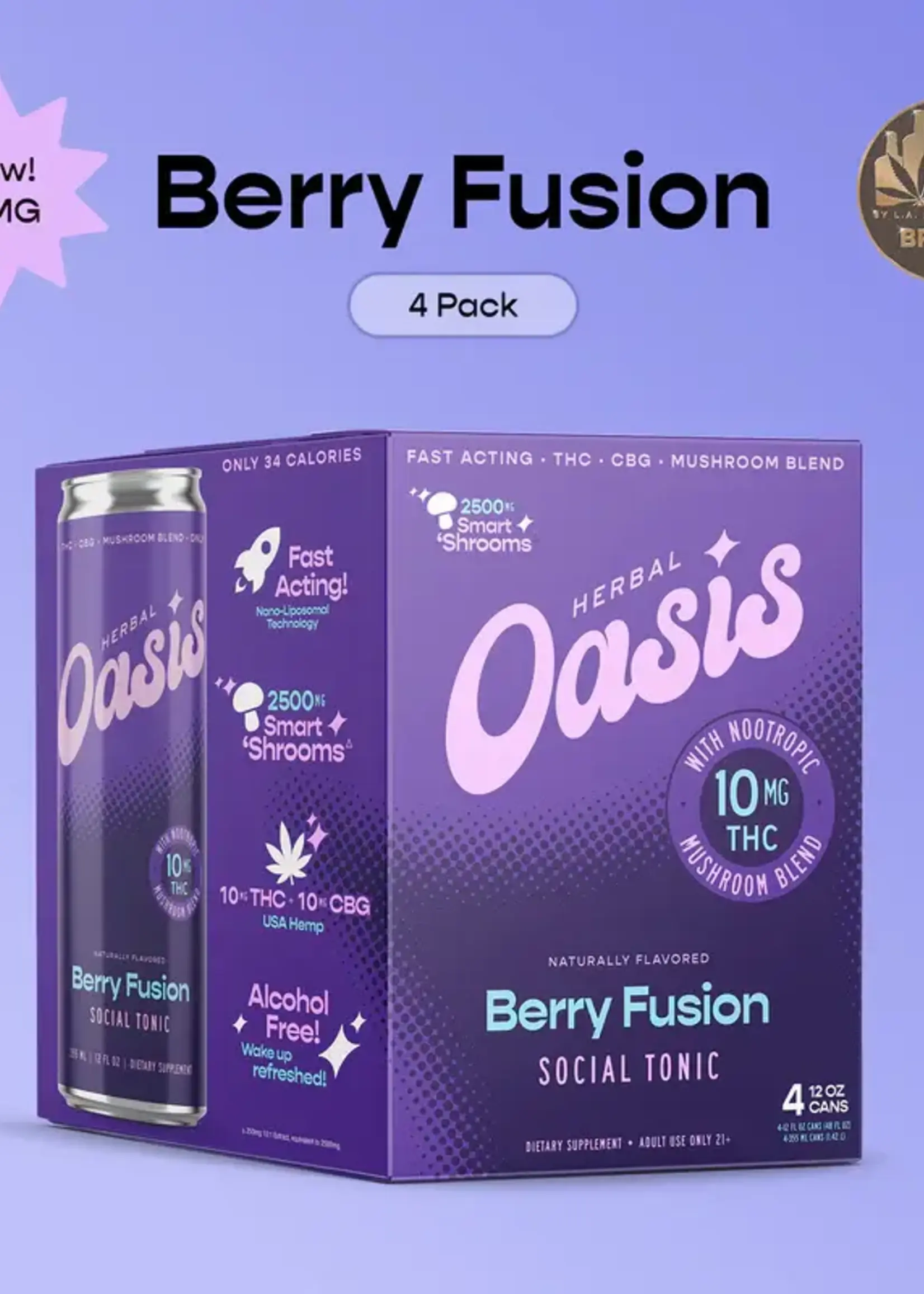 Herbal Oasis Herbal Oasis Berry Fusion 10mg THC 10mg CBG 4 Can