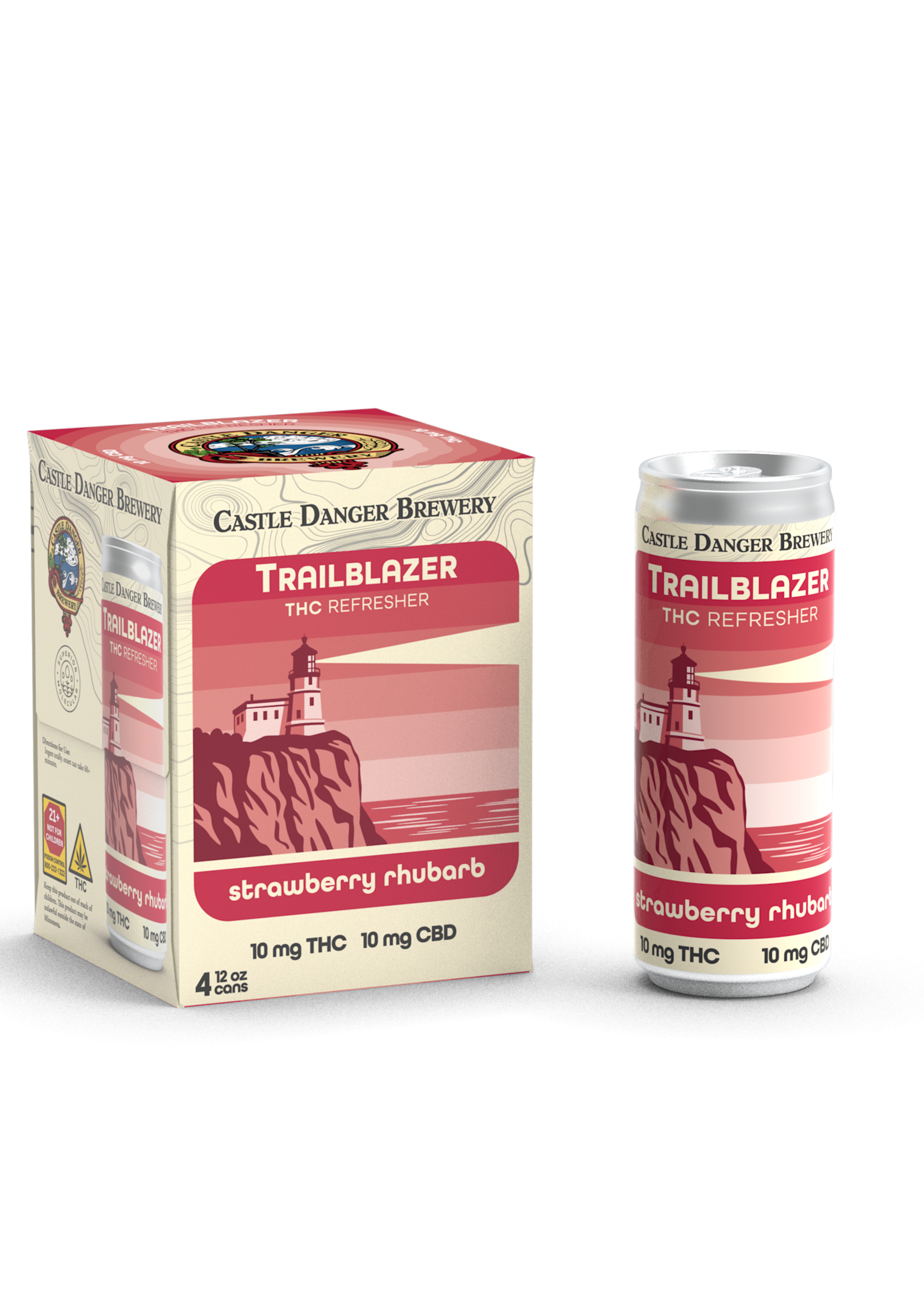 Castle Danger Brewing Co Castle Danger Trailblazer Strawberry Rhubarb 10mg THC / 10mg CBD 4 Can