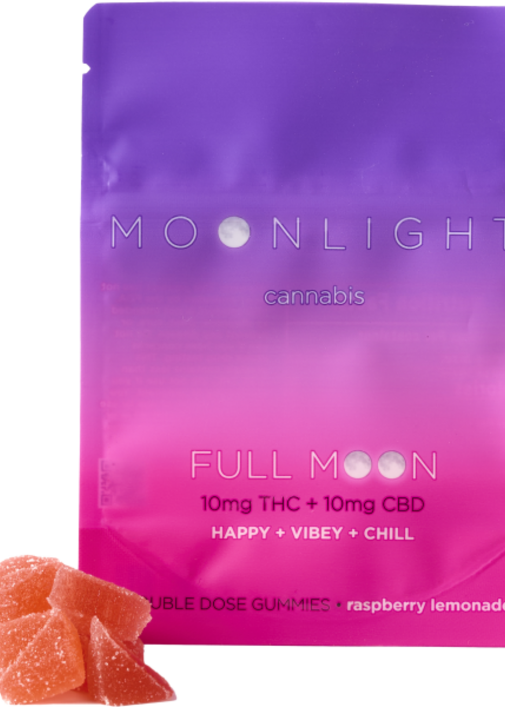 Moonlight Cannabis Moonlight Full Moon Raspberry Lemonade Gummies 10mg THC 10mg CBD 5 pack