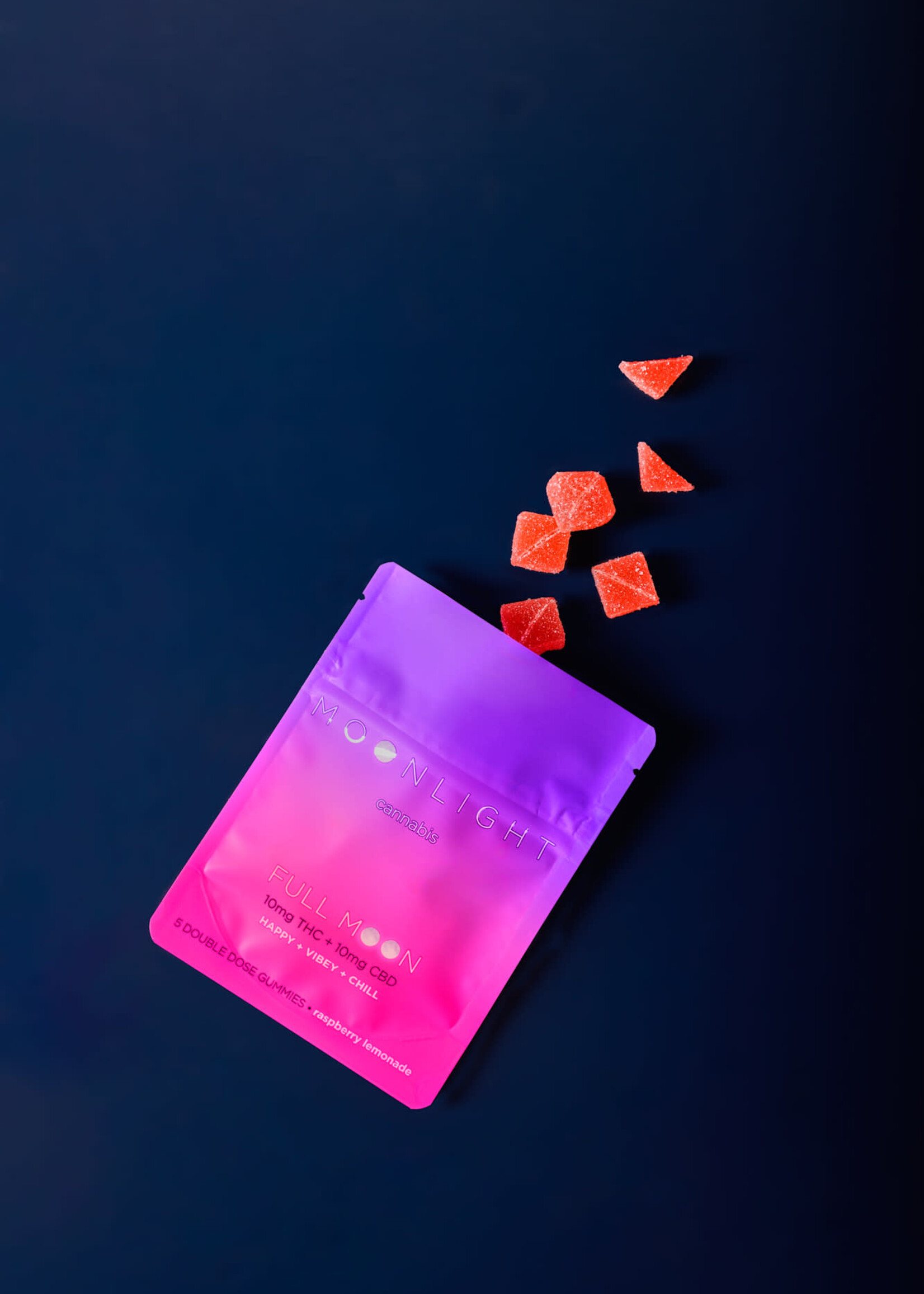 Moonlight Cannabis Moonlight Full Moon Raspberry Lemonade Gummies 10mg THC 10mg CBD 5 pack