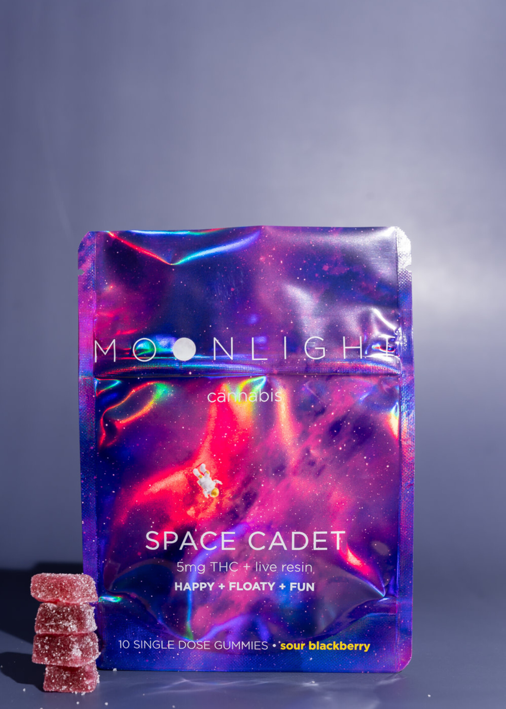 Moonlight Cannabis Moonlight Space Cadet Live Resin Sour Blackberry Gummies 5mg THC 10 pack
