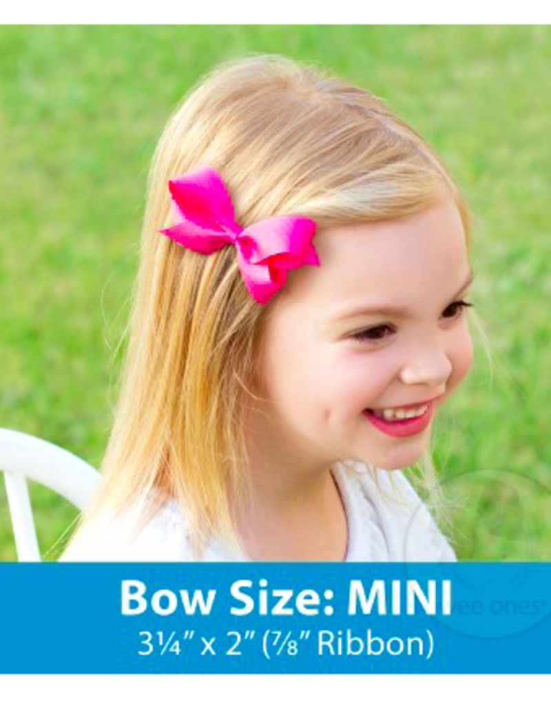 wee ones WHITE - MINI CLASSIC GROSGRAIN  BOW