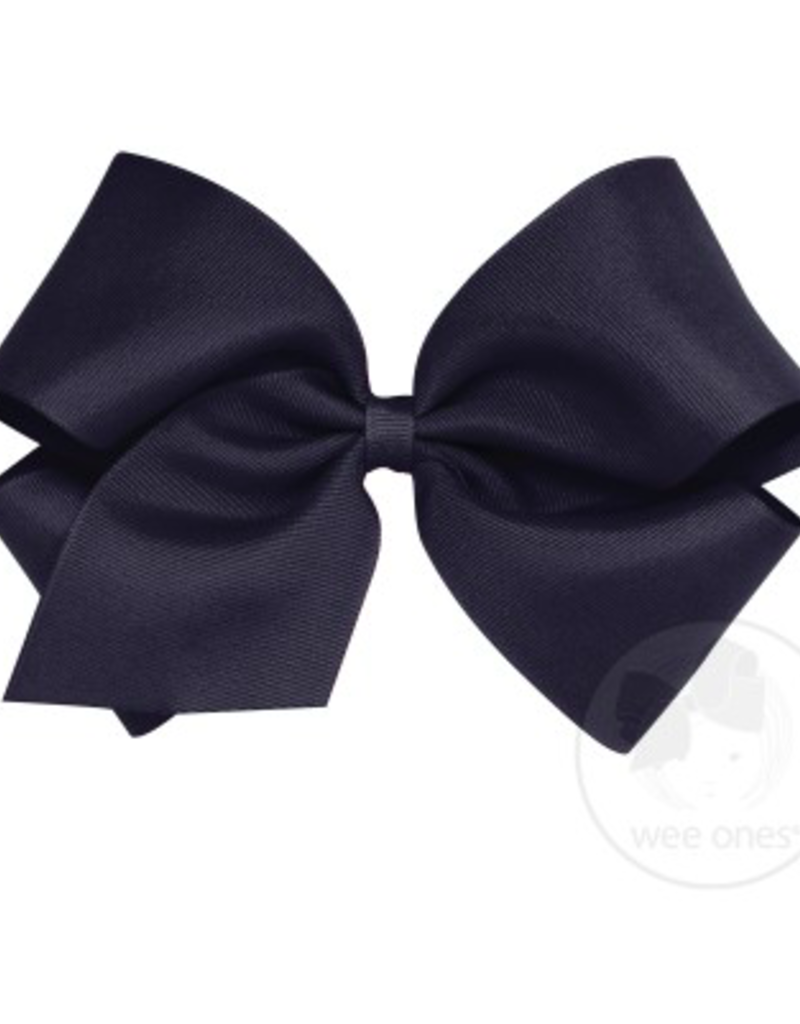 wee ones NAVY - MINI  CLASSIC GROSGRAIN  BOW