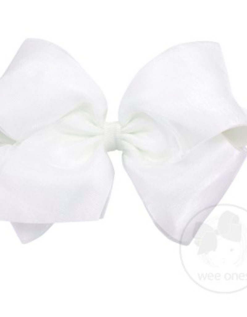 wee ones ORGANZA/GROSGRAIN WHITE - KING OVERLAY BOW