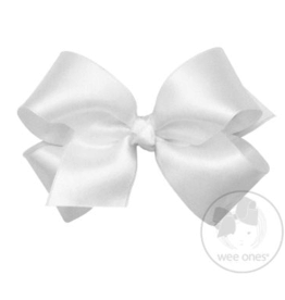 wee ones WHITE- MEDIUM CLASSIC FRENCH SATIN BOW