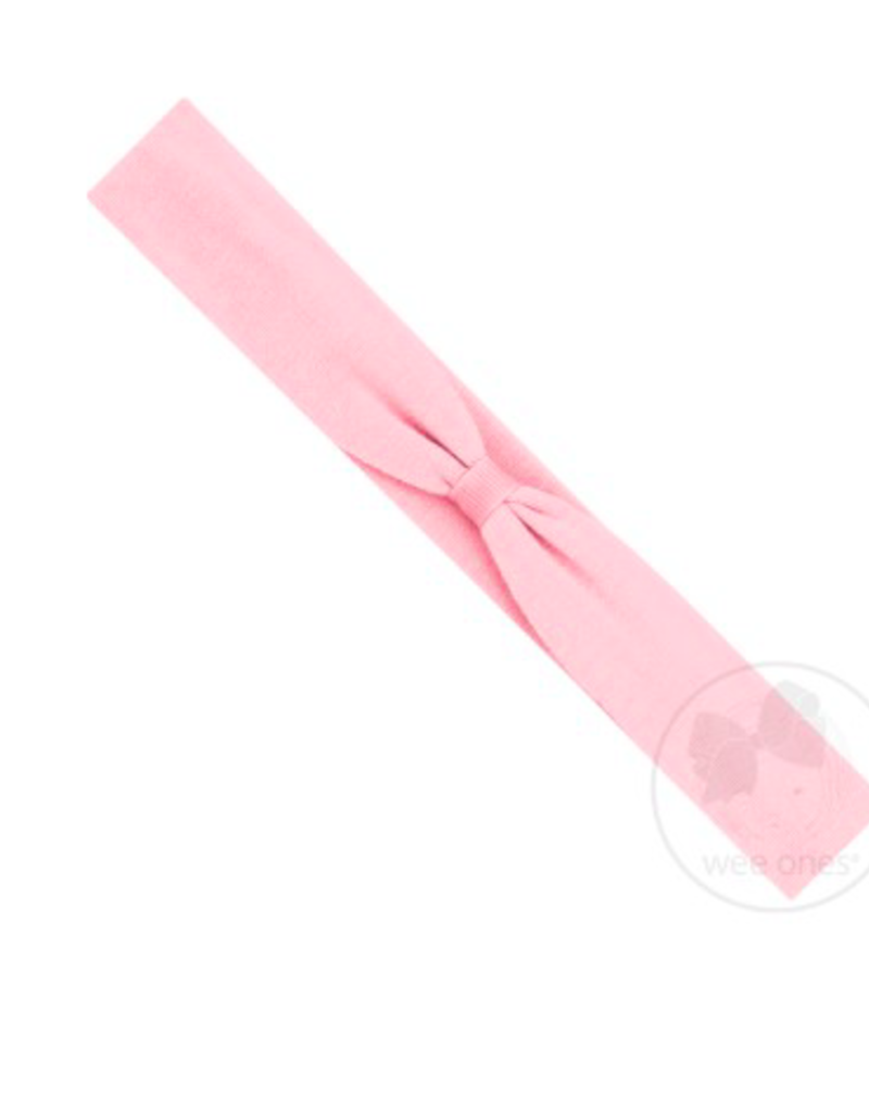 wee ones WEE ONES - LIGHT PINK  COTTON JERSEY  ADD-A-BOW HEADBAND