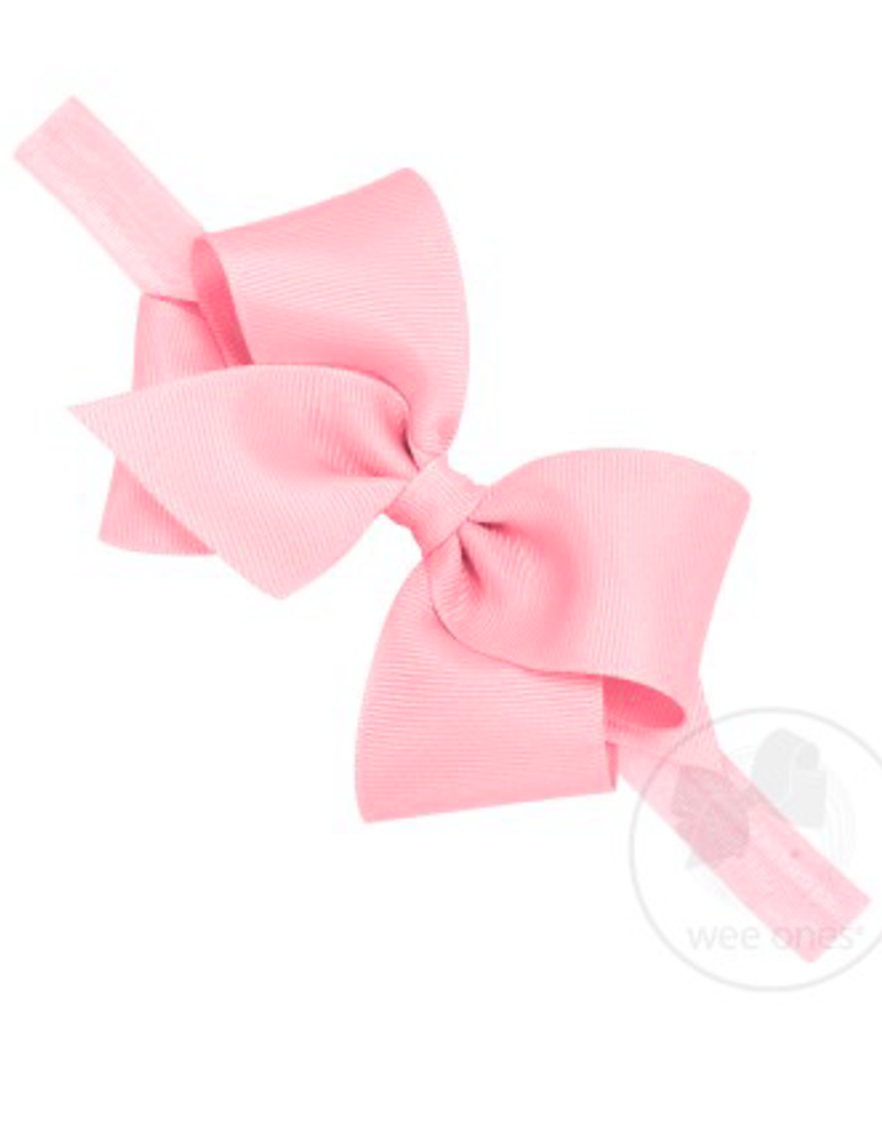 wee ones LIGHT PINK -  CLASSIC GROSGRAIN BOW ON HEADBAND