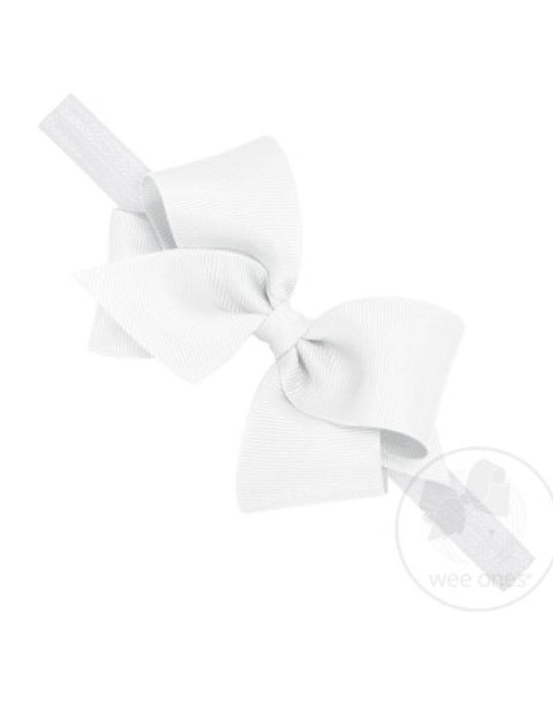 wee ones WHITE -  CLASSIC GROSGRAIN BOW ON HEADBAND