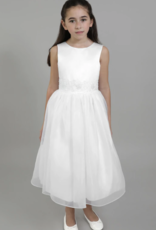 SATIN BEADED WAISTBAND & ORGANZA OVERLAY SKIRT DRESS