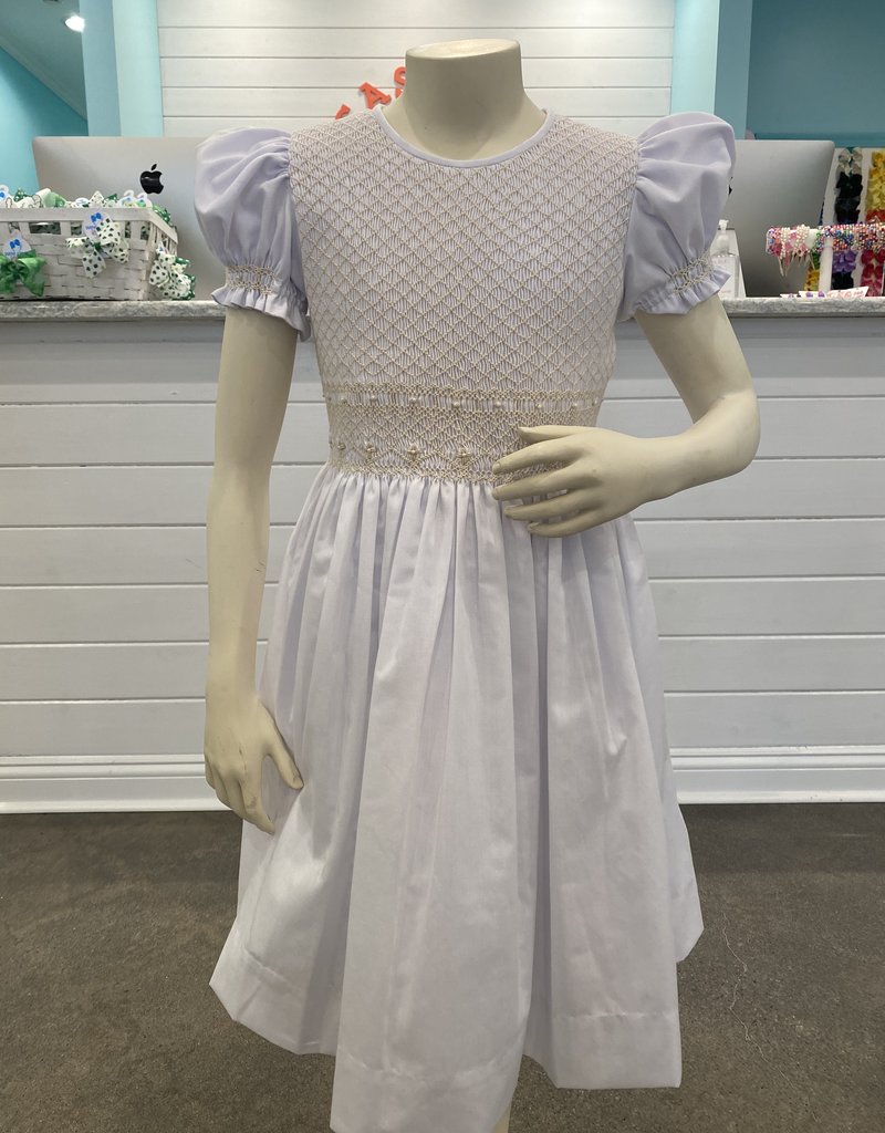 ANAVINI  S/S FULLY SMOCKED BATISTE DRESS