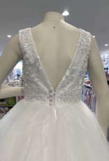 MACIS DESIGN V-NECK EMB LACE OVER SPARKLE TULLE BODICE WAIST SKIRT DRESS