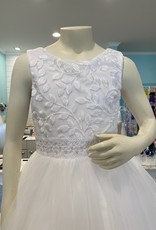 MACIS DESIGN V-NECK EMB LACE OVER SPARKLE TULLE BODICE WAIST SKIRT DRESS