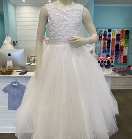 MACIS DESIGN V-NECK EMB LACE OVER SPARKLE TULLE BODICE WAIST SKIRT DRESS