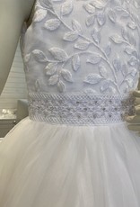 MACIS DESIGN V-NECK EMB LACE OVER SPARKLE TULLE BODICE WAIST SKIRT DRESS