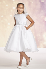JOAN CALABRESE ORGANZA OVER SATIN LACE CAP SVL BEADED BOW & POCKETS DRESS