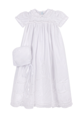 FELTMAN BROS SCALLOPED LACE CHRISTENING GOWN W/HAT