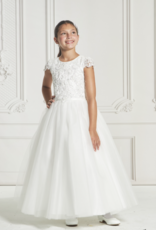MACIS DESIGN HEAVY BEADED LACE TOP CAP SLV ALINE TULLE DRESS