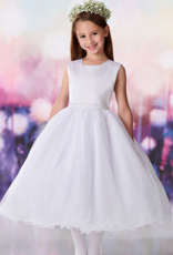 JOAN CALABRESE KEY HOLE BACK SATIN BEADED BELT DRESS