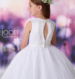 JOAN CALABRESE KEY HOLE BACK SATIN BEADED BELT DRESS