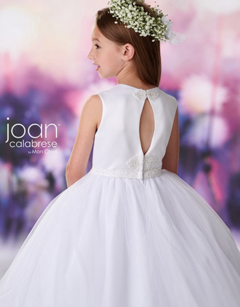 JOAN CALABRESE KEY HOLE BACK SATIN BEADED BELT DRESS