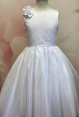 JOAN CALABRESE SLVL ORGANZA OVERLAY BOD 3D FLOWERS SHO FULL ORGANZA OVERLAY SKIRT DRESS