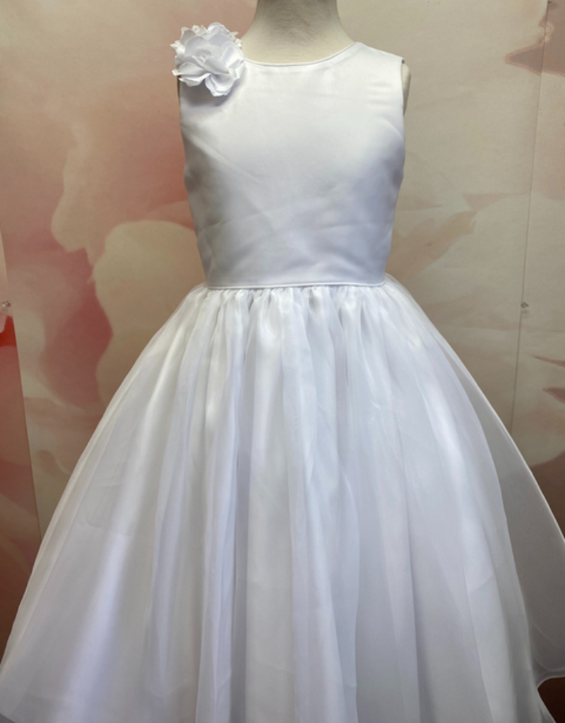 JOAN CALABRESE SLVL ORGANZA OVERLAY BOD 3D FLOWERS SHO FULL ORGANZA OVERLAY SKIRT DRESS