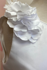 JOAN CALABRESE SLVL ORGANZA OVERLAY BOD 3D FLOWERS SHO FULL ORGANZA OVERLAY SKIRT DRESS