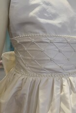SUSANNE LIVELY DUPIONI SILK DRESS W/BEADED PIN TUCK HALF SLV & WAIST