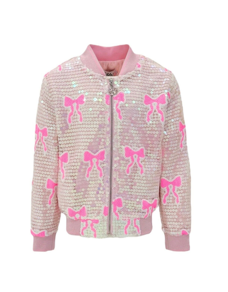 SEQUIN BOW BOMBER JACKET