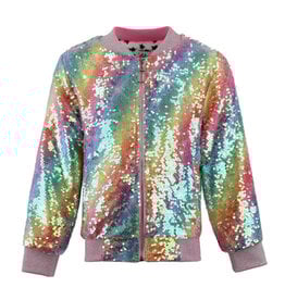 SHIMMER RAINBOW SEQUIN BOMBER JACKET