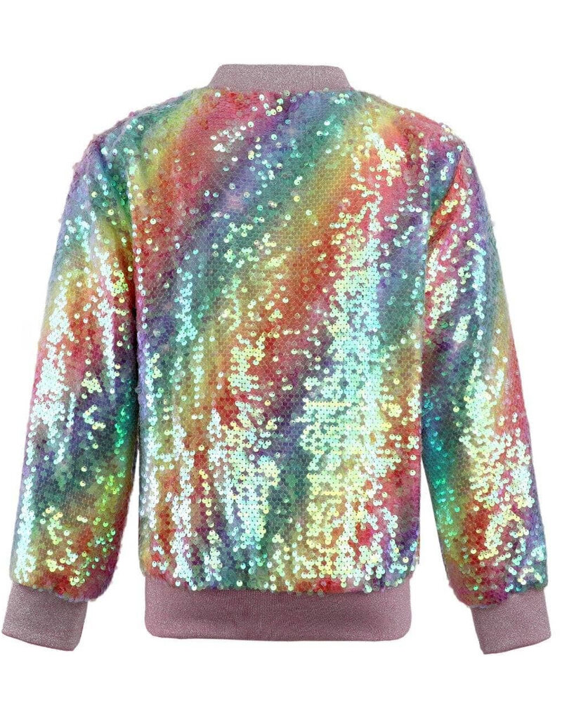 SHIMMER RAINBOW SEQUIN BOMBER JACKET