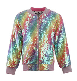 SHIMMER RAINBOW SEQUIN BOMBER JACKET