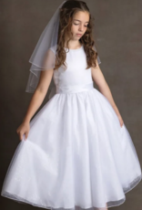 BEADED NECKLINE SATIN BODICE & SEQUIN TULLE SKIRT DRESS