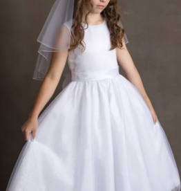 BEADED NECKLINE SATIN BODICE & SEQUIN TULLE SKIRT DRESS