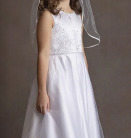 ALINE SKIRT W/RHINESTONE WAIST BEADED LACE BODICE DRESS