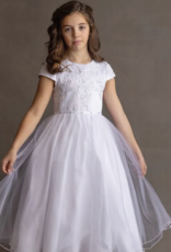 BEADED LACE BODICE SATIN BEADED WAISTBAND TULLE SKIRT DRESS