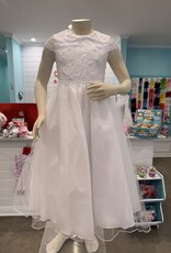 SCALLOPED LACE WAISTLINE BEADED LACE BODICE TULLE SKIRT DRESS