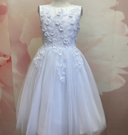 JOAN CALABRESE SLVL LACE 3D FLOWER BODICE TULLE SKIRT MATCHING LACE DRESS