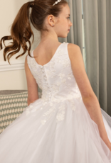 JOAN CALABRESE SLVL BEADED 3D LACE FULL TULLE SKIRT DRESS