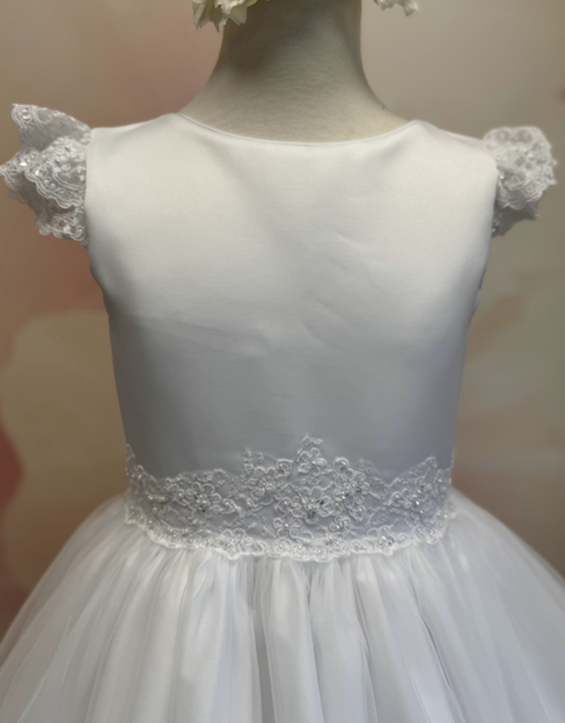 JOAN CALABRESE LACE RUFFLE CAP SLV FULL TULLE SKIRT DRESS