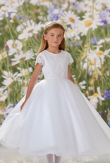 JOAN CALABRESE S/S BEADED LACE OVER LACE TOP TULLE SKIRT DRESS