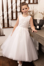 JOAN CALABRESE SLVL & EMB BODICE FULL CIRCLE TULLE SKIRT DRESS