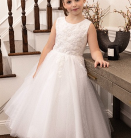 JOAN CALABRESE SLVL & EMB BODICE FULL CIRCLE TULLE SKIRT DRESS