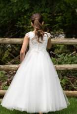 MACIS DESIGN CAP SLV VENICE LACE BASQUE WAIST T-LENGTH DRESS