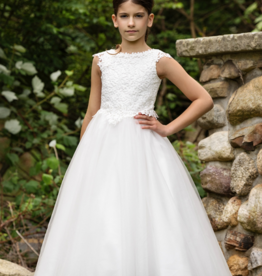 MACIS DESIGN CAP SLV VENICE LACE BASQUE WAIST T-LENGTH DRESS