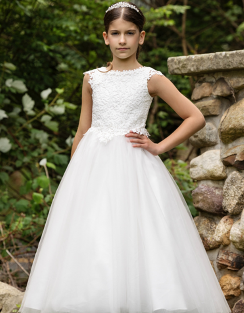 MACIS DESIGN CAP SLV VENICE LACE BASQUE WAIST T-LENGTH DRESS