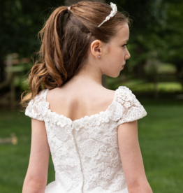 MACIS DESIGN OFF SHOULDER CAP SLV VENICE LACE T-LENGTH DRESS