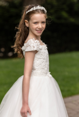 MACIS DESIGN OFF SHOULDER CAP SLV VENICE LACE T-LENGTH DRESS