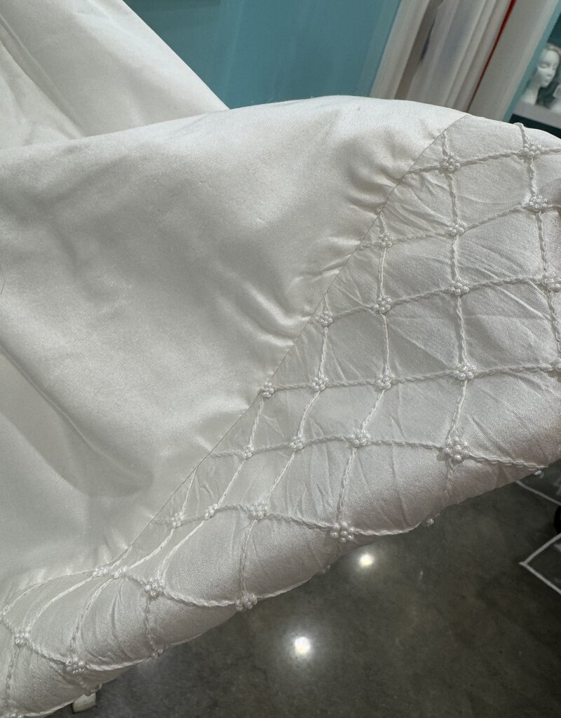 SUSANNE LIVELY SILK BEADED PINTUCK DRESS W/SLV